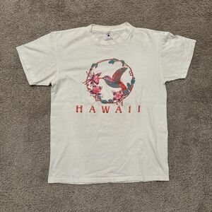 Vintage 90s Single Stitch Hawaii Hummingbird T-shirt Size Medium Floral USA Made